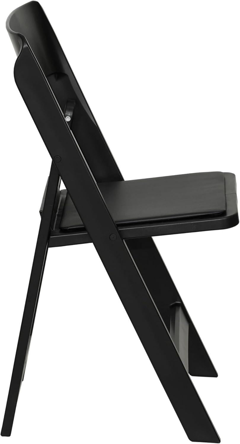 Flash Furniture Hercules Tucker Commercial Black Resin Folding Chair - Lightweight, Vinyl Padded Removable Seat, Indoor Outdoor Use, Event & Wedding Ready, Set of 4