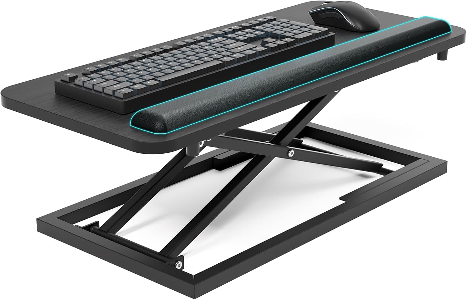 Omhuzsyo Standing Keyboard Tray Keyboard stand, Adjustable Height Keyboard and Mouse Riser for Desktop,For Ergonomic Sit Stand Workstations With Wrist Rest、Laptop Desk 26.7 x 11.7 Inch(Black)