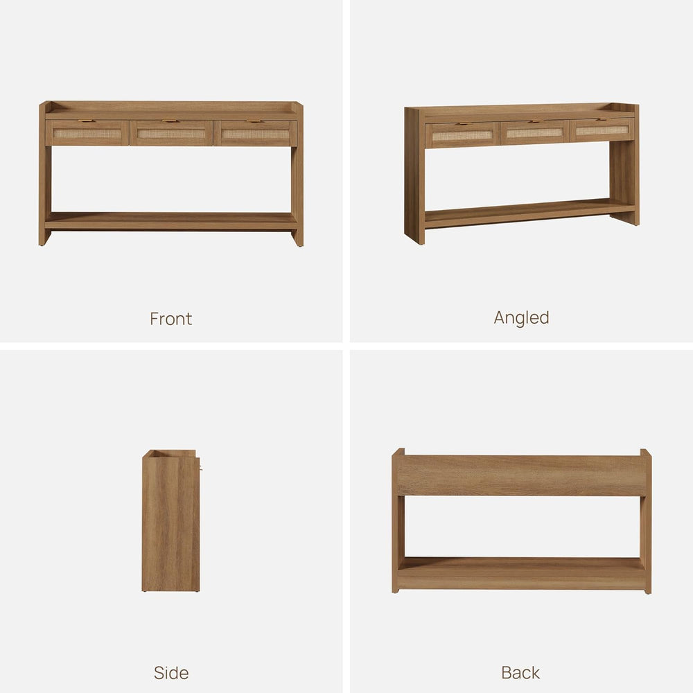 SICOTAS 60" Rattan Console Table for Entryway - Farmhouse Entry Table So...