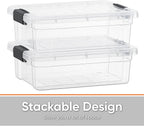 Superio Clear Storage Boxes with Lids, 1.27 Quart Plastic Container Bins for Organizing, Stackable Crates, BPA Free, Non Toxic, Odor Free, Organizers for Home, Office and Dorm, 8 Pack