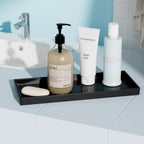Vanity and Bathroom Tray, 11.8" ABS Countertop Organizer,Waterproof Vanity Tray for Toilet Tank,Perfume,Soap,Keys,Bathroom Accessories,Kitchen and Bath Trays,Non Slip Small Trays,Black