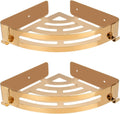NearMoon Bathroom Shower Caddy 2 Pack, No Drill 304 Stainless Steel Shower Organizer with 2 Hooks (Corner Shelf, Gold)