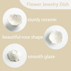 Mecaikru Ceramic Flower Jewelry Dish, 3.5 in Ring Tray with Gift Box & Card | Open flower shape keeps rings, earrings and necklaces visible while making items easy to pick up.
