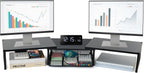 OPNICE Dual Monitor Stand Riser, Desk Organizer with Drawer, Office Desk Organizers and Accessories, Office Workspace Organization, Computer Monitor Stand for Laptop, Printer (Black)