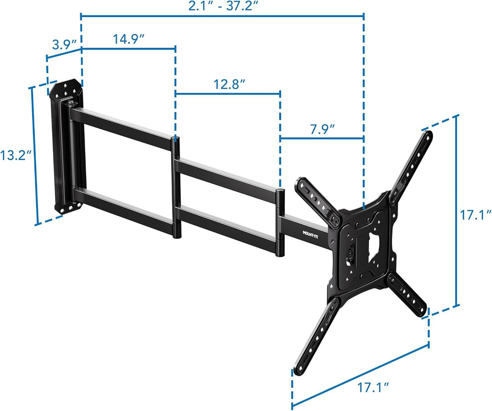 Mount-It Corner Full Motion TV Wall Mount, Long Arm 37.2" Extension | Ar...