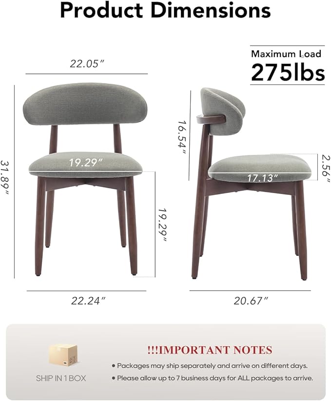 Dining Room Chairs Set of 2, Upholstered Farmhouse Dining Chairs, Modern Fabric Kitchen Chairs with Solid Wood Leg,Green