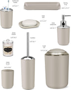 IMAVO Bathroom Accessories Set,Beige Bathroom Set,9 Pieces Bathroom Accessory Set,Tray,Qtip Holders,Toilet Brush,Trash Can for Bathroom Décor and Home Gifts