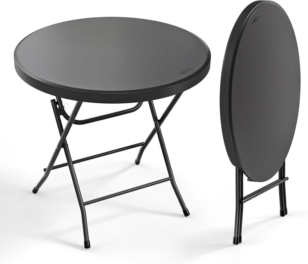 VINGLI 32" Round Folding Commercial Banquet Table, Portable Plastic Coff...