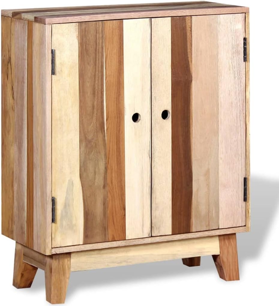 Solid Reclaimed Wood Sideboard, 2-Door Retro Buffet Cabinet, Rustic Accent St...