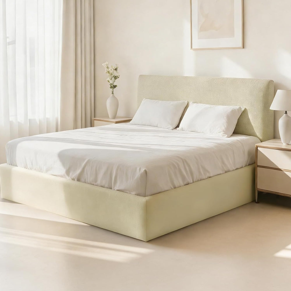 Cloud Bed Frame Cover for Metal Bed Frames – Queen Size Upholstered Slipcover...
