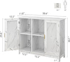 TaoHFE Marble Top Narrow Sideboard Cabinet,Modern White Marble Side Buffet Cabinet with Storage,Kitchen Island Narrow Sideboard for Kitchen for Living Room