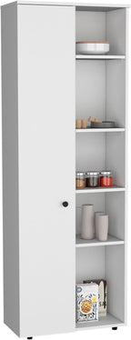 Single Door Kitchen Pantry Organizer Cabinet, Wooden Cupboard Credenza Bufffet Cabinet with Storage Shelves, Freestanding for Kitchen, Dining Room,White