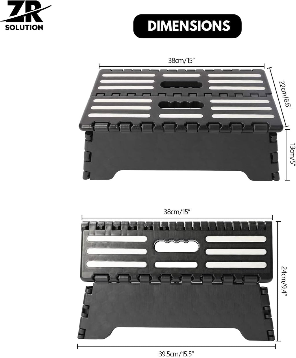 Folding Step Stool 5 Inch, Foldable Plastic Step Stool with Non-Slip Textured Surface and Carry Handle, Portable Compact Stool for Kitchen, Bathroom, Closet, RV, Garage and Home Use