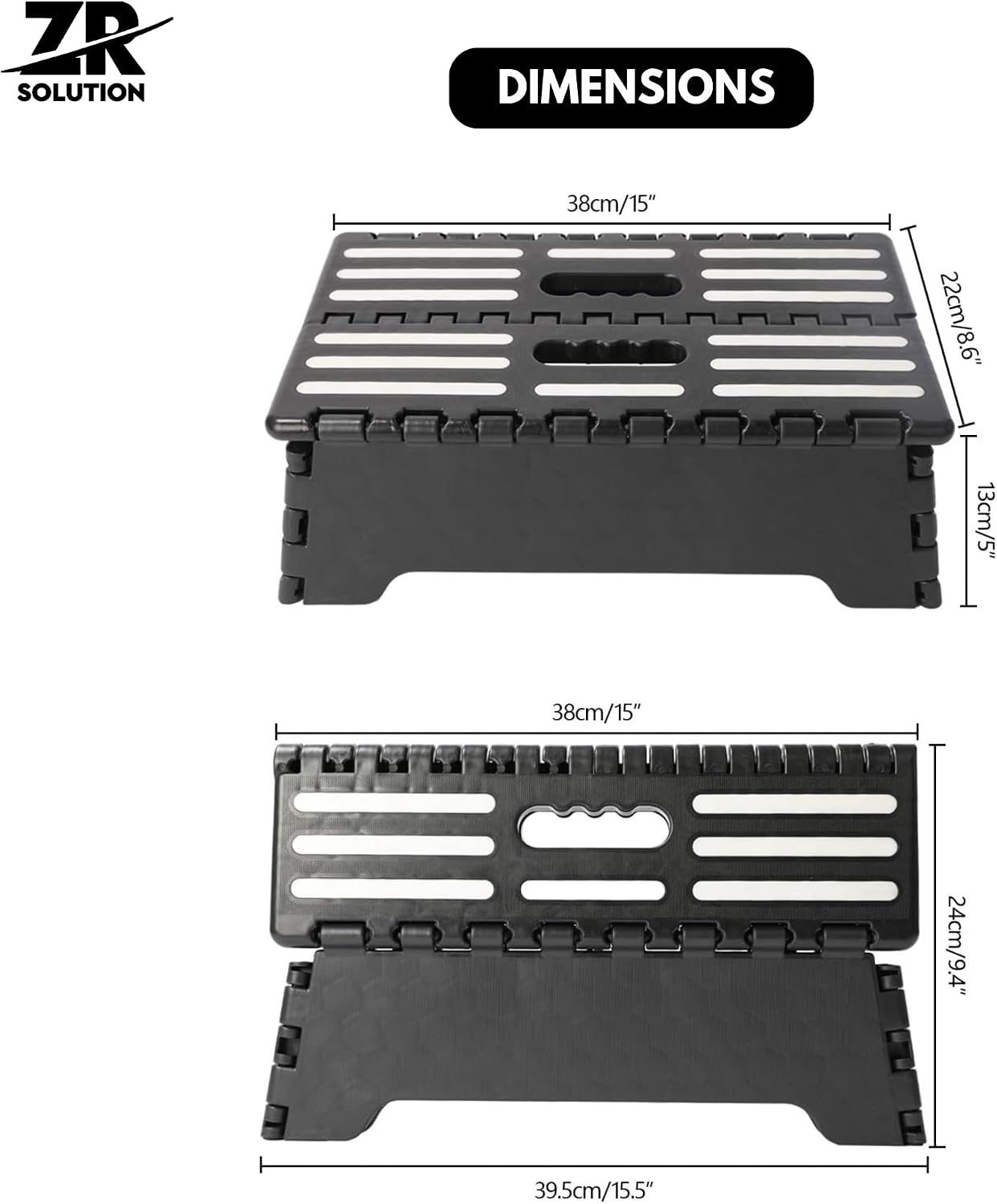 Folding Step Stool 5 Inch, Foldable Plastic Step Stool with Non-Slip Textured Surface and Carry Handle, Portable Compact Stool for Kitchen, Bathroom, Closet, RV, Garage and Home Use