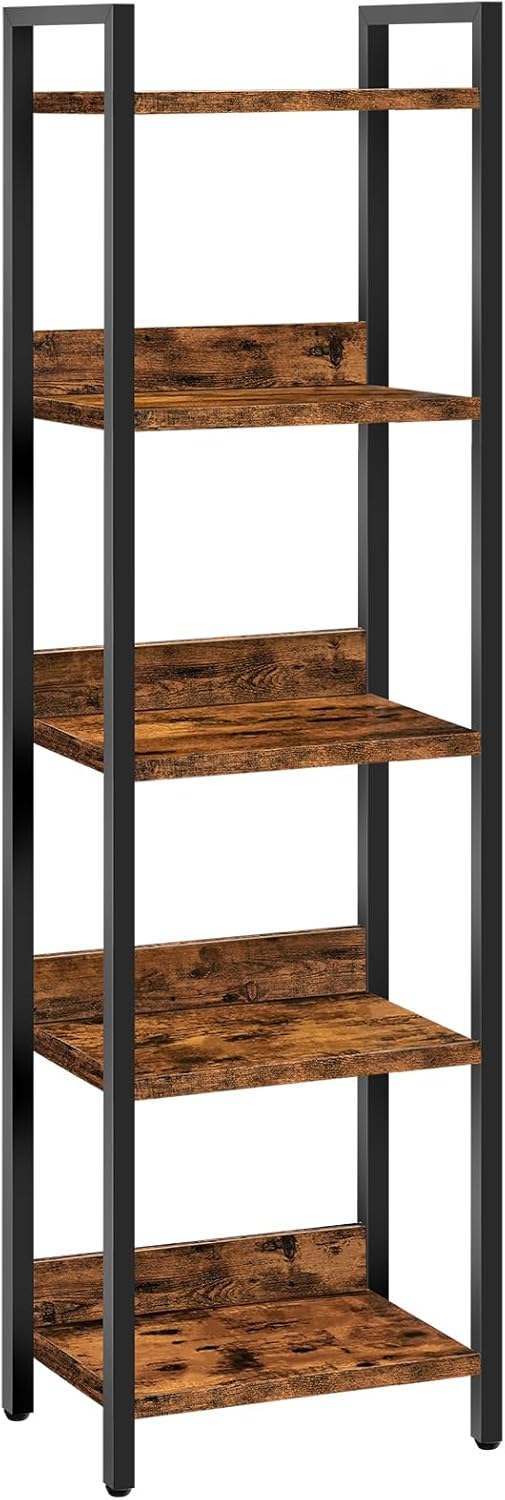 MAHANCRIS Bookshelf, 5-Tier Bookcase, Standing Book Shelf for Small Space, St...