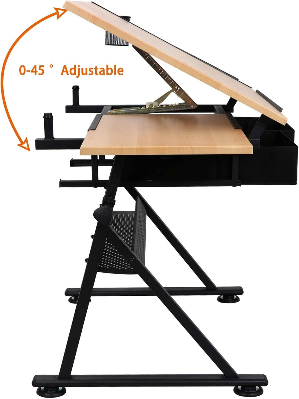 Drafting Table Drawing Desk Reclining Tiltable Tabletop Bundle Set with Stool...