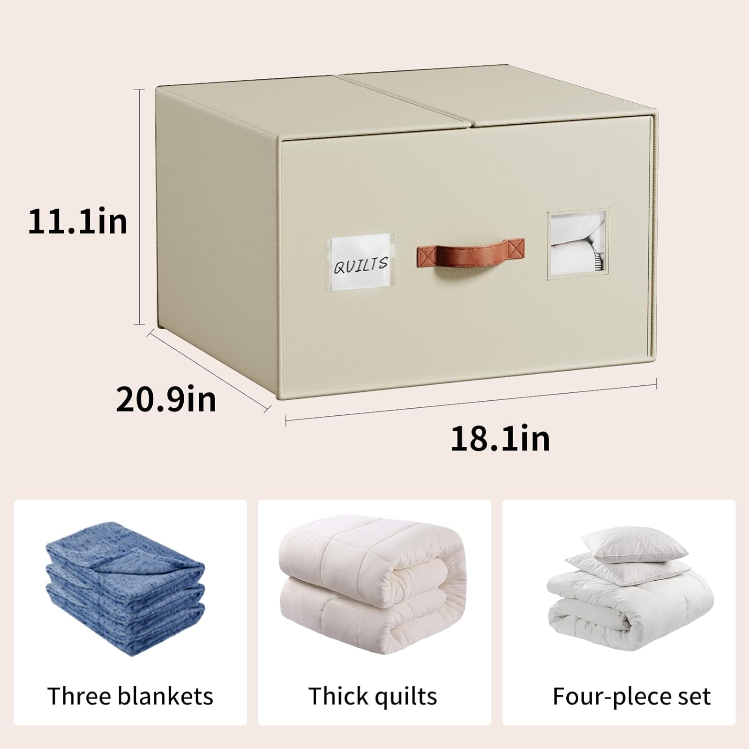 2 Pack Large Blankets Storage Bags, king&queen size comforter Organizers with Reinforced Walls ，Foldable 21"x18"x11" Space-Saving Design for Bedding Storage & sheet storage