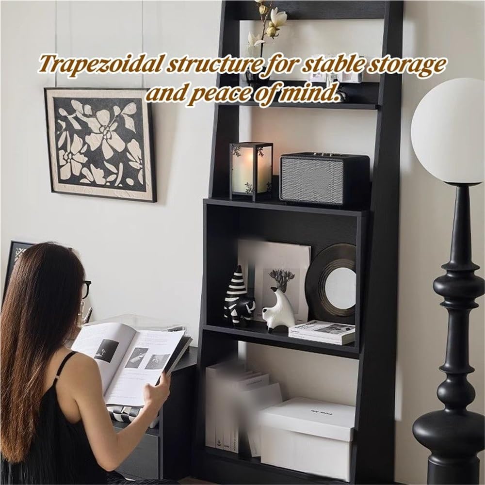 Vinta 4-Tier Wood Ladder Shelf - Stylish Open Display Rack, Floor-Standing Magazine Holder, Versatile Storage for Living Room & Study, Modern Home Decor