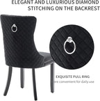 Velvet Dining Chairs Set of 6, Upholstered Dining Room Chairs with Nailhead Trim, Sillas de Comedor Modernas 6, Wooden Kitchen Chairs for Dining Room, Living Room, Kitchen, Bedroom, Black