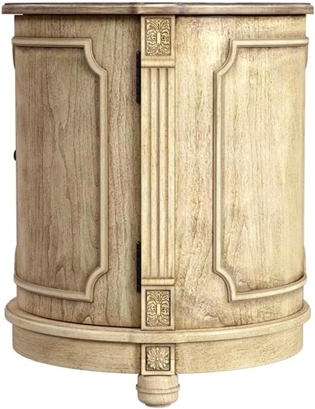 Beaumont Lane 20" W Drum Side Table, Poplar Hardwood and Cherry Veneer, ...
