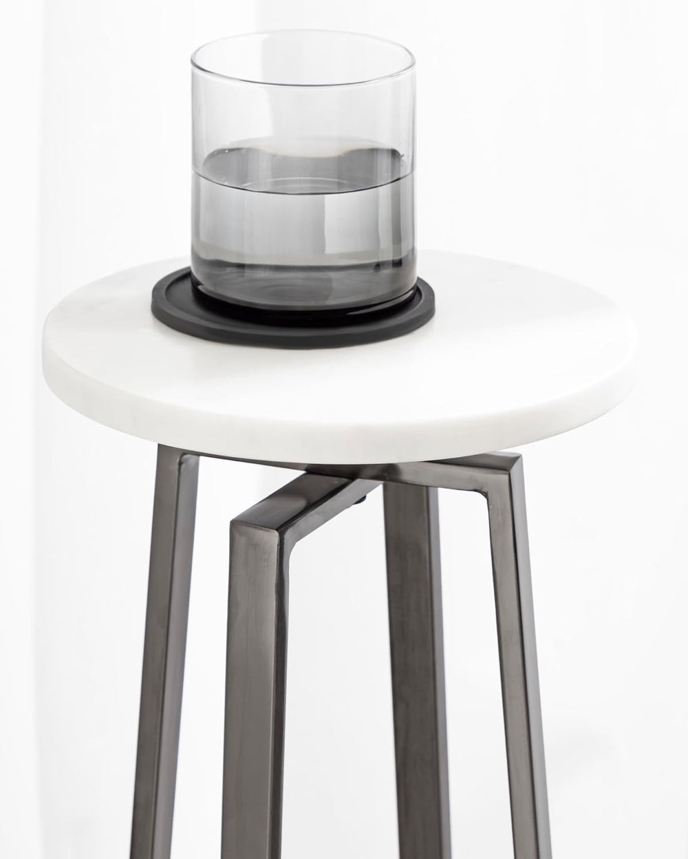 Kate and Laurel Zia Modern Marble Round Drink Table; 9 x 9 x 23; White and Gr...
