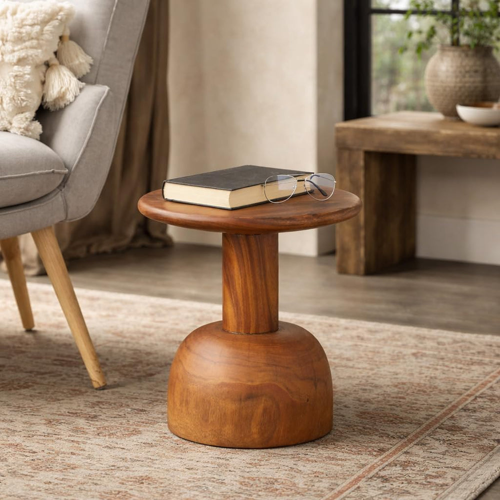 Deco 79 Wood Handmade Side End Accent Table End Table with Rounded Block Base...