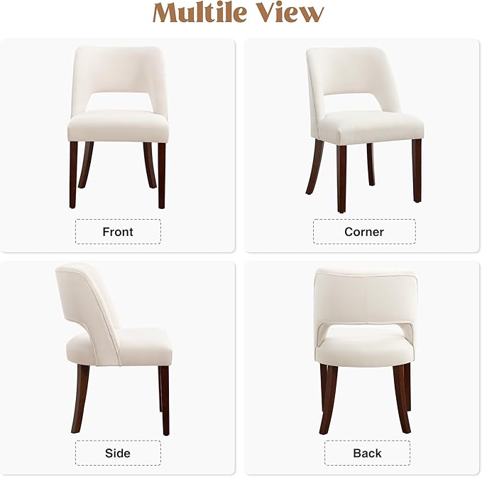 Dining Chair Set of 8,Modern Dining Room Chairs with Thick Cushions,Upholstered Linen Fabric Kitchen Chairs for Kitchen Dining Room Beige