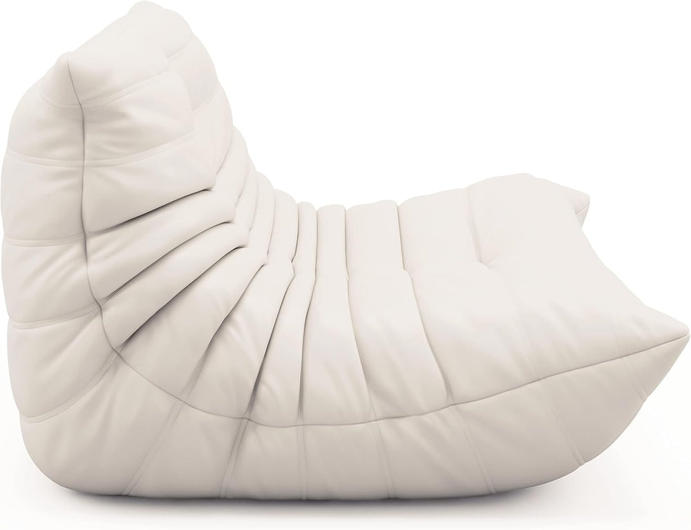 Uncompressed Bean Bag Chair for Adults, Memory Foam Floor Sofa | White, Leath...