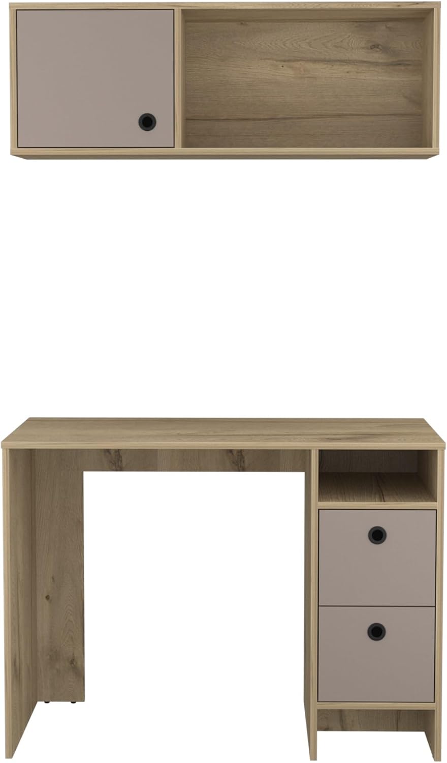 Farmhouse Rustic Wall Cabinet, Storage Cabinet with Two Shelves and Two Drawe...
