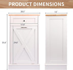 Betterhood Tilt Out Trash Cabinet 10 Gallon Wooden Free Standing Laundry Sorter Cabinet,Recycling Cabine with Hideaway Drawer,Tilt Out Trash Cabine Can Bin Kitchen (White)