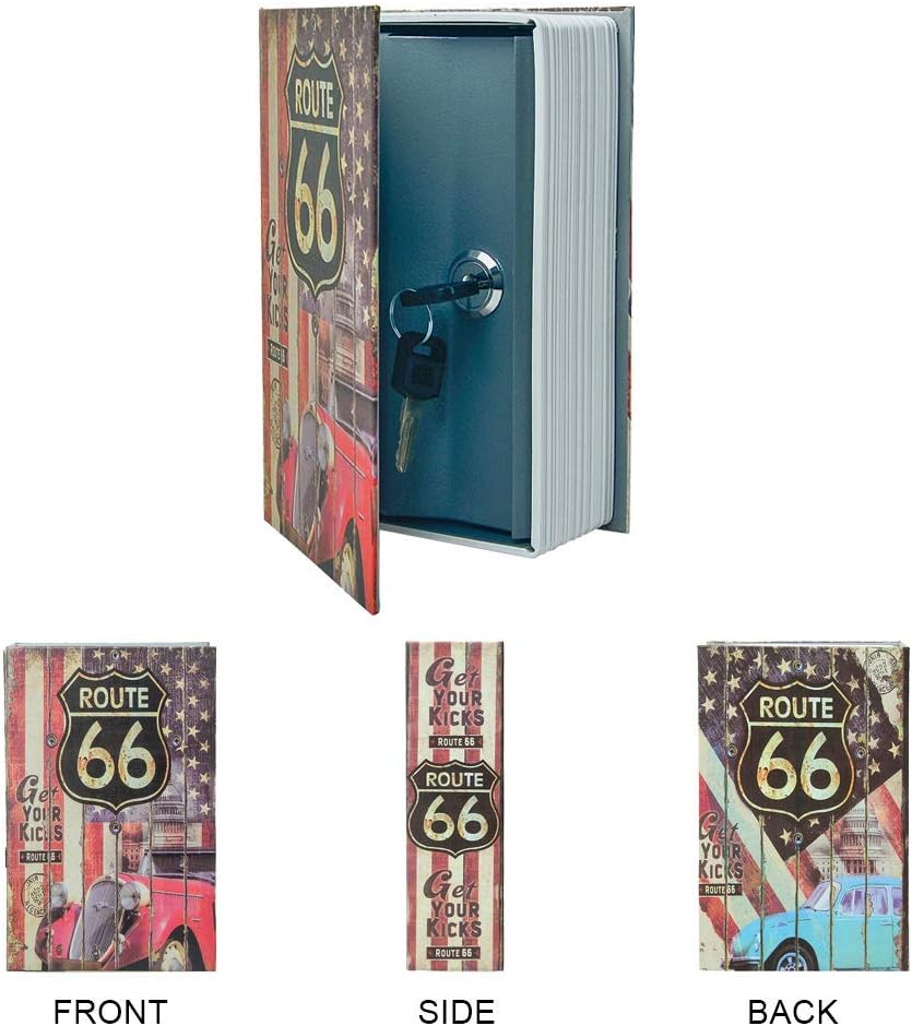 Diversion Book Safe Storage Box (9.5"×6"×2.2"), Dictionary Secret Safe Can with Security Key Lock, Diversion Book Hidden Safe (66 Route,Key)