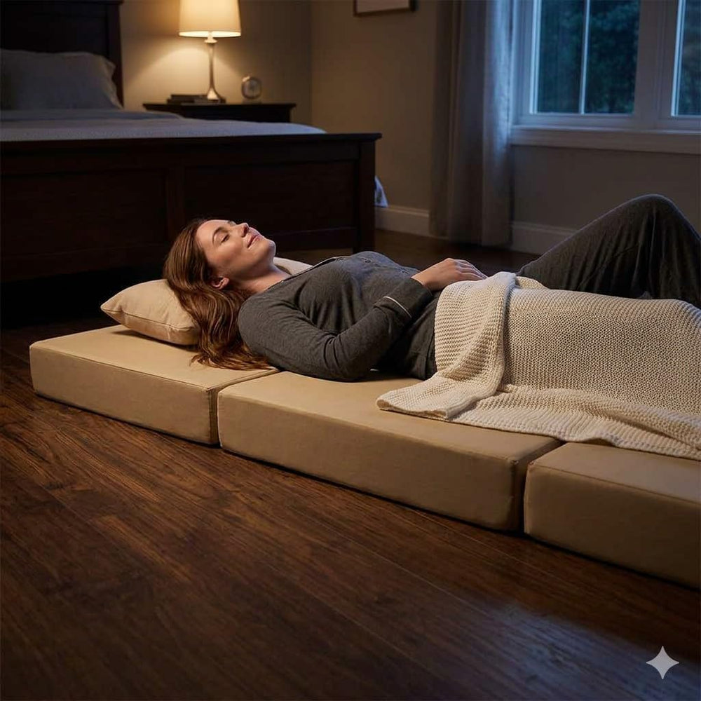 D&D Futon Furniture Tan Trifold Foam Beds, Shikibuton, Tatami Cushion Top...
