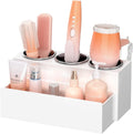 NIUBEE Hair Tool Organizer, Acrylic Hair Dryer and Styling Holder, Bathroom Countertop Blow Dryer Organizer, Vanity Storage Stand for Accessories, Makeup, Toiletries (White)