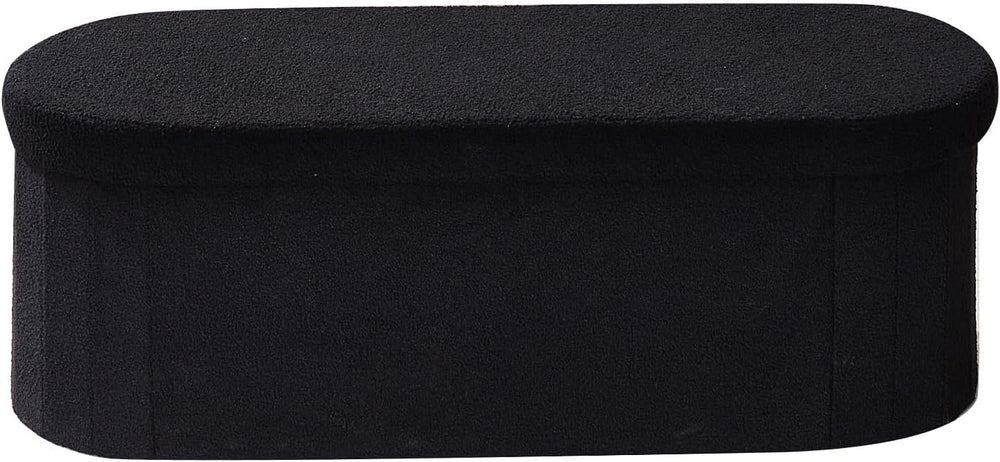 VEVOR Oval Storage Ottoman Bench, Foldable Teddy Fleece End of Bed Bench, Fol...