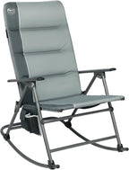 Timber Ridge Oversized Folding Rocking Camping Chair, Padded Outdoor Rocker with High Back, Portable Outdoor Chair for Patio, Garden, Lawn, Supports up to 400 lbs, Gray | Foldable Padded Outdoor Rocker with High Back, Portable Outdoor Chair for Patio