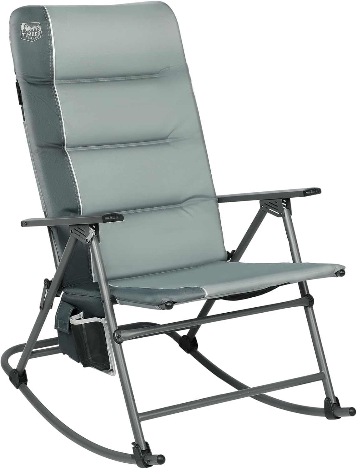 Timber Ridge Oversized Folding Rocking Camping Chair, Padded Outdoor Rocker with High Back, Portable Outdoor Chair for Patio, Garden, Lawn, Supports up to 400 lbs, Gray | Foldable Padded Outdoor Rocker with High Back, Portable Outdoor Chair for Patio