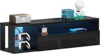 SogesHome 39'' Floating TV Stand with LED Lights, Wall Mounted Entertainment Center with 3 Storage Shelves, Modern Media Console Cabinet for Living Room and Bedroom, Black