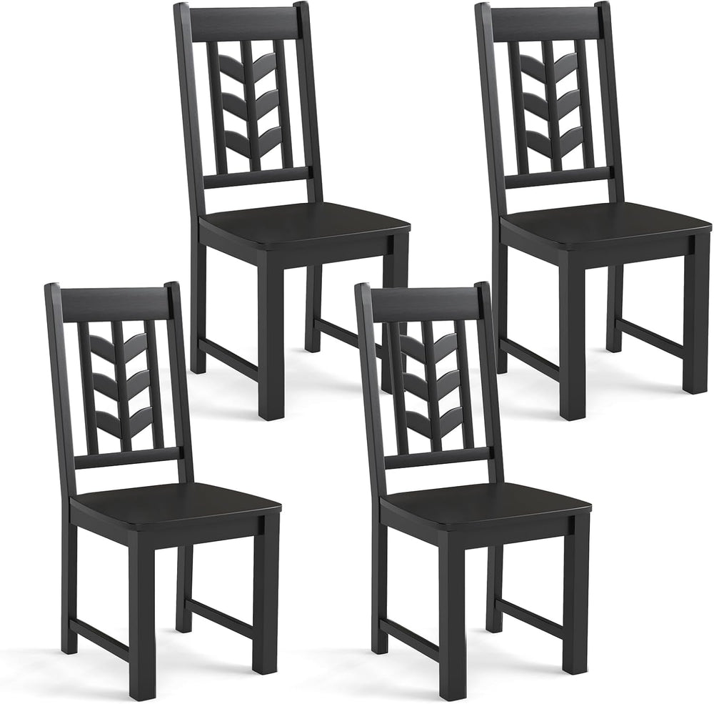 Giantex Wooden Dining Chairs Set of 4, Kitchen Chairs w/Rubber Wood Frame &am...