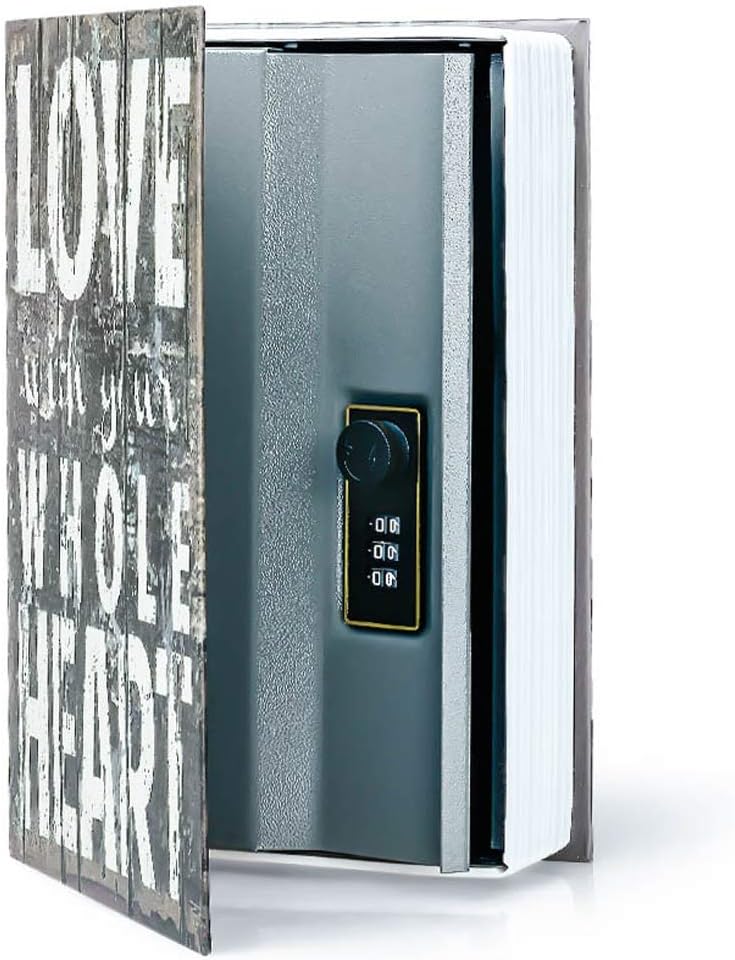 Diversion Book Safe Storage Box (9.5"×6"×2.2"), Dictionary Secret Safe Can with Security Combination Lock, Diversion Book Hidden Safe (Love Style-Code)