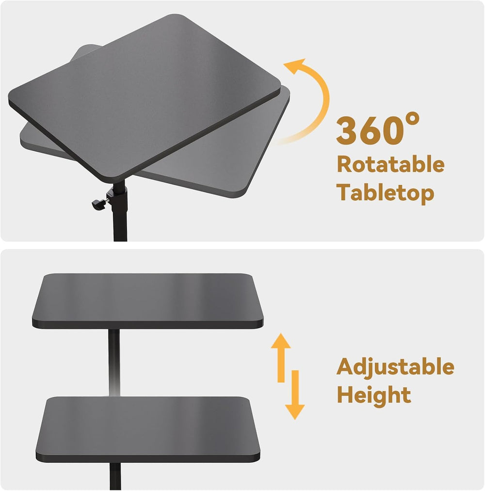 NiHome Minimalist Height Adjustable End Table, 360° Rotatable Sofa Armrest Si...