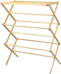HOME IT Wooden Clothes Drying Rack for Laundry - Collapsible Folding Bamboo Laundry Drying Rack for Drying Clothes - Heavy Duty Pre Assembled