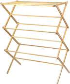 HOME IT Wooden Clothes Drying Rack for Laundry - Collapsible Folding Bamboo Laundry Drying Rack for Drying Clothes - Heavy Duty Pre Assembled