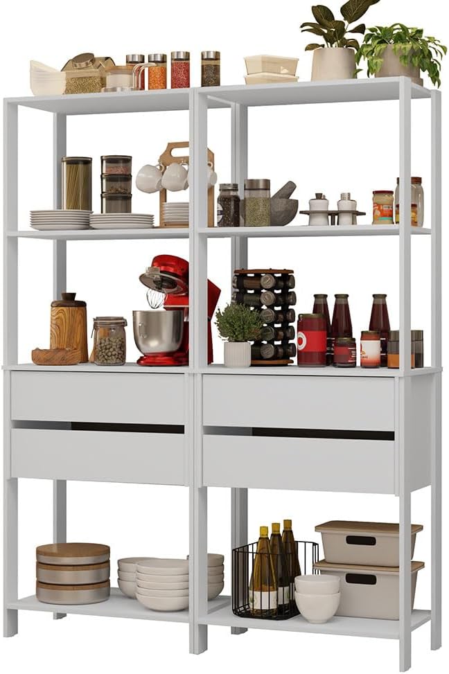 Madesa Kitchen Pantry Storage Rack with 4 Drawers and 6 Open Shelves 55"...
