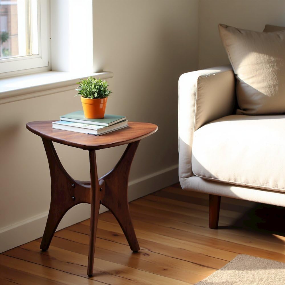 Starlight Canyon Home Solid Wood Mid Century Modern Side Table, Triangle Side...