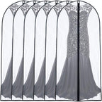 Garment Bags for Hanging Clothes 24'' x 60'' (Set of 6) Coat Covers for Closet Foldable Washable Dress Bags for Hanging Clothes for Long Dress Dance Costumes Suits Gowns Coats