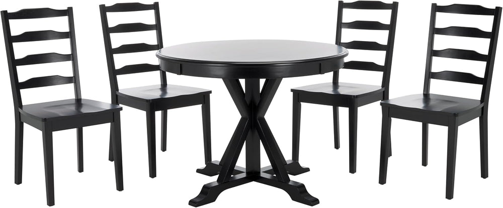 SAFAVIEH Home Collection - Shay Black 5-Piece Wood Dining Set, Traditional Ro...