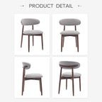COLAMY Wooden Dining Chairs Set of 2, Modern Fabric Upholstered Dining Room Chair, Farmhouse Kitchen Chairs with Foot Pegs, Light Grey