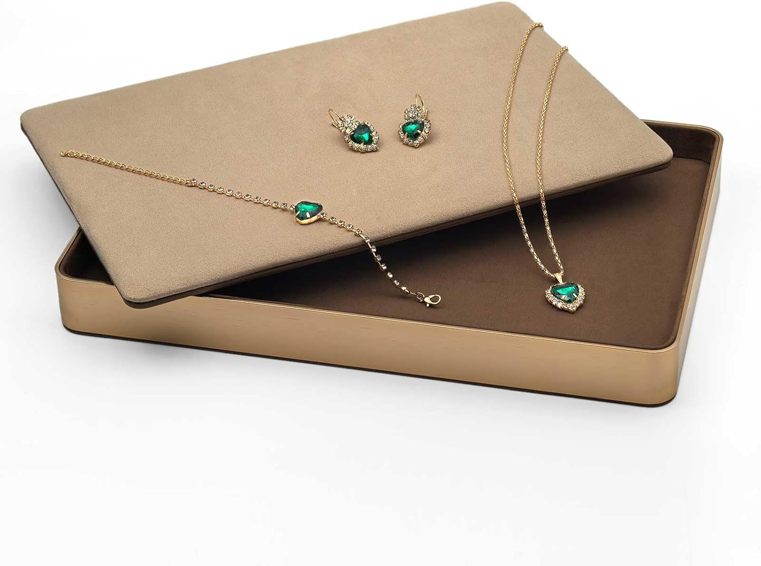Metal Jewelry Tray, Valet Tray, Bedside Table and Desktop Organizer. It is Stackable and can be Used to Display Watches, Rings, Earrings and Bracelets（Brown）