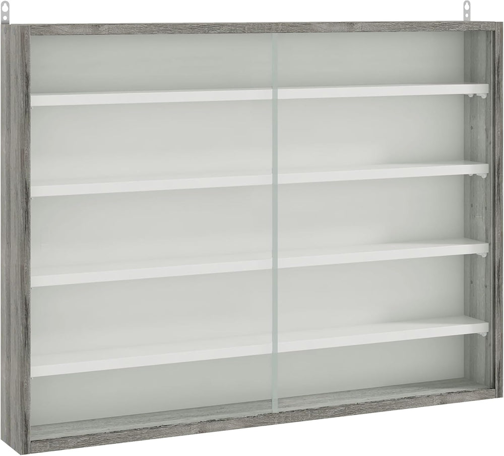 HOMCOM 5-Storey Wall Shelf Display Cabinet, Shot Glass Display Case, Glass Cu...