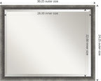 Amanti Art Grey Wall Mirror 24x30 Burnished Concrete Narrow Rectangle Bathroom Mirror for Wall Decor Living Room, Large Modern Contemporary Wood Frame, Hangs Horizonally and Vertically, Bathroom Decor